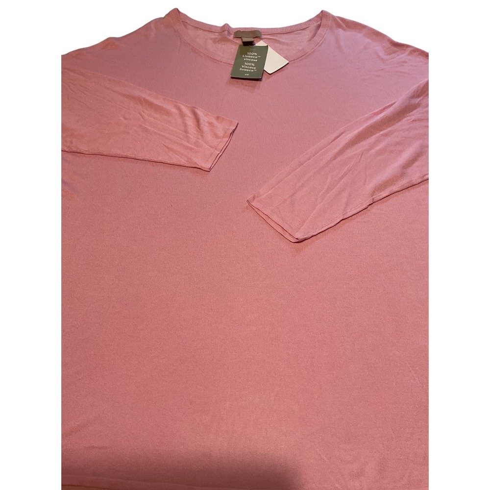 H&M Pink 3XL Long Sleeve Crew Neck Tunic Top 100% Livaeco Viscose